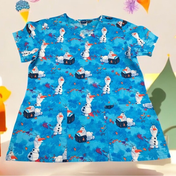 Disney Tops - Disney Olaf Women's Scrub Top Size Small